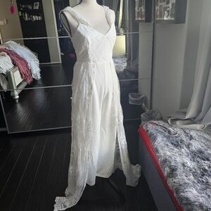 Lulu's White Lace Jumpsuit